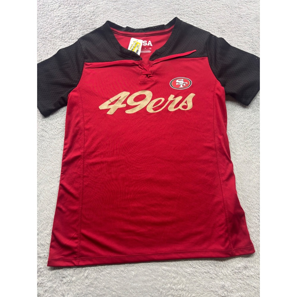 San Francisco 49ers NFL Lace Up Jersey Red Black Mesh Women Small